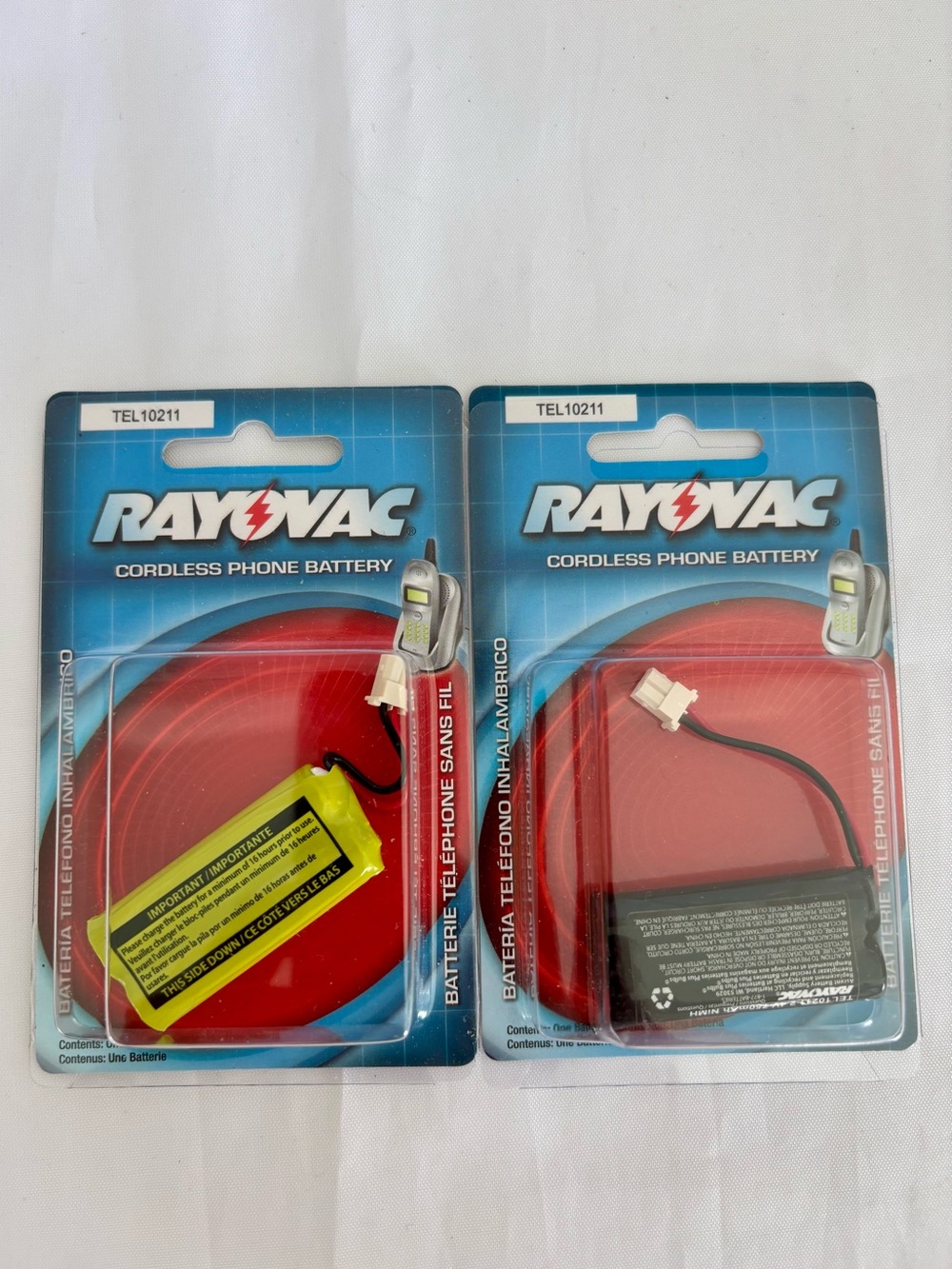 Lot of 2 Rayovac TEL10211 Cordless Phone Battery 2.4V 750mAh NiMH